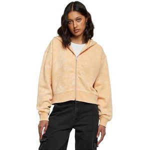 Urban Classics Dames Shorts Oversized Towel Washed Zip Hoody Sweatshirt met capuchon voor dames, Paleorange