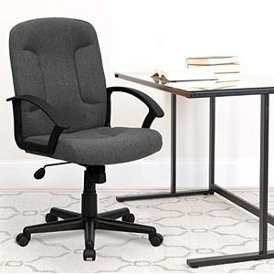 Flash Furniture Mid-Back draaistoel van grijze stof met nylon arm