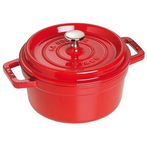 Staub 1102285 Cocotte/braadpan, rond met deksel 20 cm, 2.24 L, met matzwart email aan de binnenkant van de pot