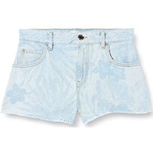 Pinko Cross Shorts Denim Laserato TR Damesshorts, Ezb_azzurro/Bianco