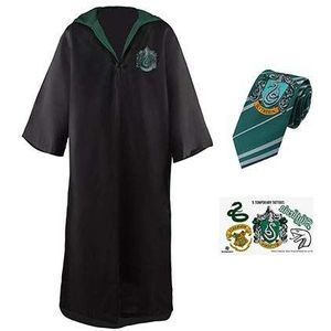 Harry Potter Pack Cosplay Serpentard Robe de Sorcier + Cravate + 5 Tatouages Taille L