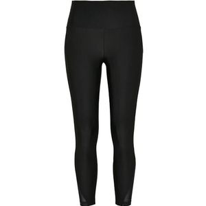 Urban Classics Sportlegging voor dames, met mesh-inzetstukken op de pijpen, hoge taille, Shiny Rib, dameslegging voor vrouwen, maten XS tot 5XL, zwart.