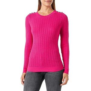 VERO MODA Vmglory Ls O-Neck Button Ga Boo Damestrui, Fuchsia-paars/details: met gouden knopen