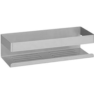 WENKO Turbo-Loc Genova Premium matte roestvrijstalen wandhouder voor bevestiging zonder boren met kleefpadsysteem, decoratieve opslag voor toiletartikelen, 30 x 8 x 10,5 cm, roestvrij