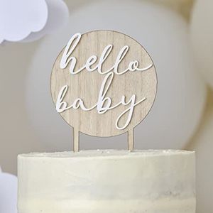Ginger Ray HBA-115 Hello Baby taartdecoratie van hout, bruin, crème