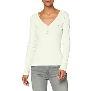 Lee Ribbed Henley T-shirt voor dames, wit canvas
