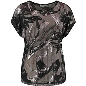 Gerry Weber 170229-35030 T-shirt dames, zwart/ecru/witte print.