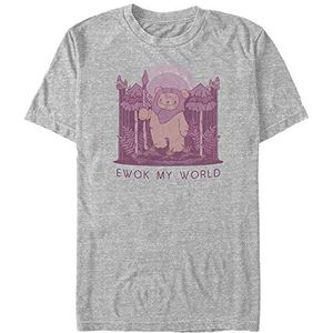 Star Wars Ewok My World Organic T-shirt, uniseks, korte mouwen, Melange Grey, XXL, Melange Grey