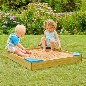 TP Toys Zandbak van hout met deksel en voering, zandbak voor kinderen vanaf 2 jaar