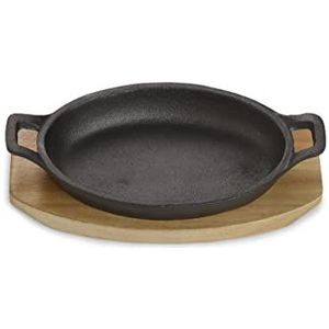 ECHTWERK Gietijzeren serveerschaal, serveerpannen, ovenschaal met serveerschaal, grillpan al gebakken, geschikt voor oven, barbecue, barbecue en inductie, Big Edition, Ø 12 cm