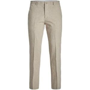 JACK & JONES Riviera Linen Trouser Fit slim fit - heren pantalon - beige - Maat: 50