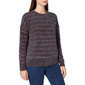 Taifun Damestrui, gestructureerde lange mouwen, gebreide trui, lange mouwen, gebreide trui, lange mouwen, ronde hals, pullover met lange mouwen, mix pullover met charmpatroon 36, Kolen met patroon