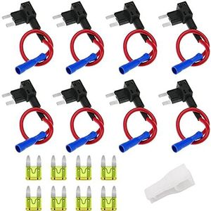 Bolatus 8 stuks autozekeringen 12 V - Bolatus - platte zekeringadapter - ACS - kleine zekering - voor auto - met 20 A zekering