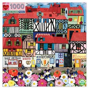 eeBoo 1000 stukjes Whimsical Village puzzel van gerecycled karton voor volwassenen, PZTWSV, meerkleurig, 1 EA