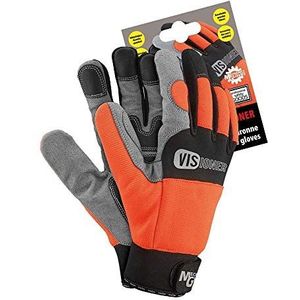 Reis RMC-Visioner_XXL Mechanics beschermende handschoenen, verpakking van 12 stuks, oranje/zwart/grijs, maat XXL