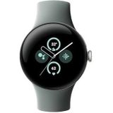 Google Pixel Watch 2 Behuizing van aluminium, champagne, goudkleurig, sportarmband, saliegroen, wifi