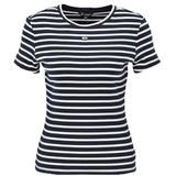 Tommy Jeans TJW SLIM ESSENTIAL RIB SS EXT S/S dames T-shirt, blauw, S, blauw (donker marineblauw/strepen), S, Blauw (donker marineblauw/gestreept), S