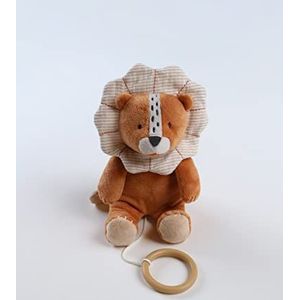 Noukie's - Babou mini-pluche dier met muziek – knuffeldier van fluweel + houten ring – muzikaal ontwaken – cadeau voor baby's