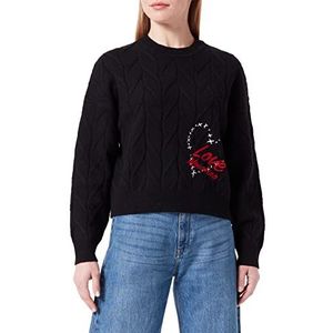 Love Moschino embroidery logo dames lange mouw trui zwart 48, zwart.