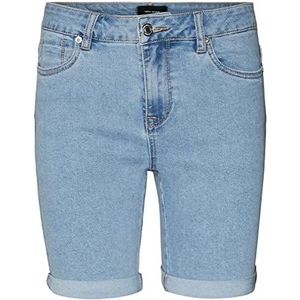 VERO MODA Vmluna Mr Long Fold Shorts Mix Ga Jeansshorts voor dames, Lichtblauwe denim