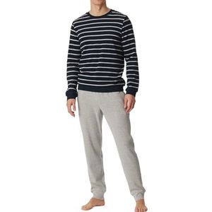 Schiesser Lange warme en zachte corduroy pyjama voor heren, Nachtblauw.