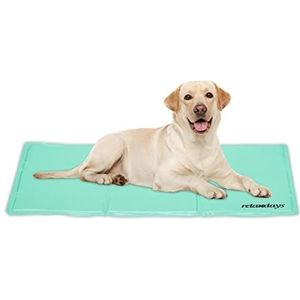 Relaxdays Koelmat voor honden, 60 x 100 cm, zelfherstellend, gel, wasbaar, voor huisdieren, turquoise
