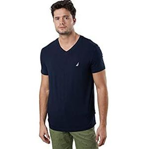 Nautica Heren T-shirt met korte mouwen Slim Fit V-hals Navy M, Navy Blauw