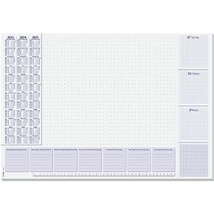 SIGEL HO355 Bureauonderlegger, papier, 3-jarige kalender en weekplanner 2023/24/25, A2 (59,5 x 41 cm), blauw en wit, 30 vellen