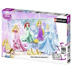 Nathan - Kinderpuzzel - 100 stukjes - fonkelende prinsessen - Disney prinsessen - meisjes of jongens vanaf 6 jaar - hoogwaardige puzzel - dik en duurzaam karton - 86720
