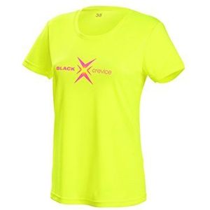 Black Crevice Functioneel shirt voor dames | sportshirt voor dames in verschillende kleuren en maten | loopshirt voor dames met print | ademend dames T-shirt van 100% polyester, geel