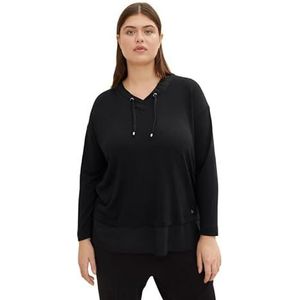 TOM TAILOR Dames shirt met lange mouwen 14482 Deep Black, 52 / Plus Size, 14482 - Deep Black