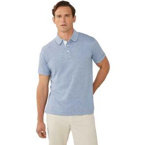 Hackett London Cott Linen Filafil Poloshirt voor heren, Blauw (Chambray Blue), XL