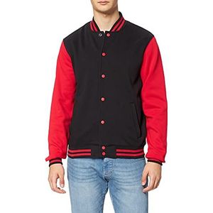 Build Your Brand Sweat College Jacket Heren, meerkleurig (zwart/rood 00044)