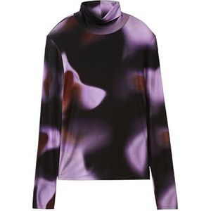TOM TAILOR Denim 1038378 T-shirt met lange mouwen voor dames, 34010-zwarte abstracte print