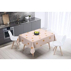 Bonamaison, Anti-schimmel, sneldrogend, vuilafstotend, machinewasbaar, 100% polyester, tafelkleed, oranje, wit, 140 x 140 cm, ontworpen en geproduceerd in Turkije