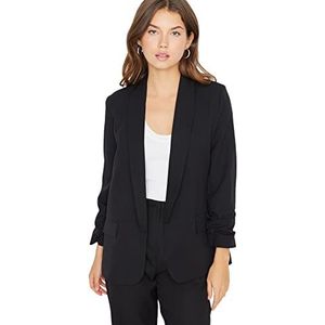 Trendyol Damen Regular Basic Plain Webstoff Blazer Manteau Femme, Noir, 40