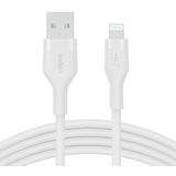 Belkin BoostCharge Flex USB-A naar Lightning kabel (2 m), MFi-gecertificeerd, voor iPhone 14/14 Plus, 13, 12, Pro, Max, mini, SE, iPad, enz. (wit)