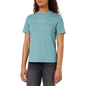 Calvin Klein Jeans Institutioneel recht T-shirt J20j221065 S/S dames gebreide tops, arctisch blauw/neonroze