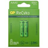 1 x 2 GP ReCyko NiMH batterijen AAA 650 mAh Tel. DECT