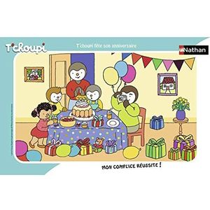 Nathan - Kinderpuzzel - Framepuzzel 15 p - T'choupi viert zijn verjaardag - Vanaf 3 jaar - 86070