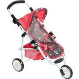 Bayer Chic 2000® Lola Poppenwagen, butterfly koraal, opvouwbare poppenwagen, 33-62 cm in hoogte verstelbare handgreep, 3 wielen, jogger, poppen tot 50 cm, 3-6 jaar