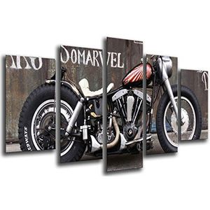 Harley Davidson Motorfiets Fotobord, Vintage Antieke Motorfiets Totale afmetingen: 165 x 62 cm XXL