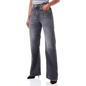 Pinko Wanda Wide Leg Denim Fix Coton Jeans Femme, Pjy_Lavage vintage gris foncé, 40-42/29W