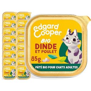 Edgard & Cooper Patée Bio voor volwassen katten, gesteriliseerd of actief, biologisch natvoer, zonder granen, 85 g x 16 biologische kalkoen, gezonde voeding, smakelijke en evenwichtige eiwitten
