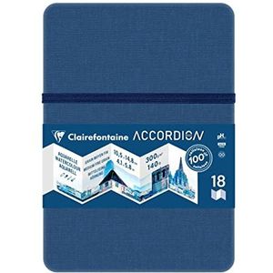Clairefontaine 975967C - accordeon reisdagboek - 18 pagina's wit aquarelpapier medium korrel A6 10,5 x 14,8 cm 300 g - ideaal voor wereldreizigers
