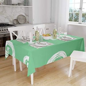 Bonamaison, Anti-schimmel, sneldrogend, vuilafstotend, machinewasbaar, 100% polyester, tafelkleed, petrolgroen, wit, 140 x 160 cm, ontworpen en geproduceerd in Turkije
