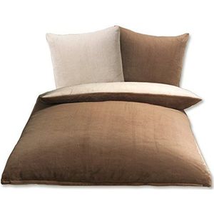 Gözze Cashmere omkeerbaar beddengoed 135 x 200 cm 80 x 80 cm taupe / wolwit 40028-71-3500