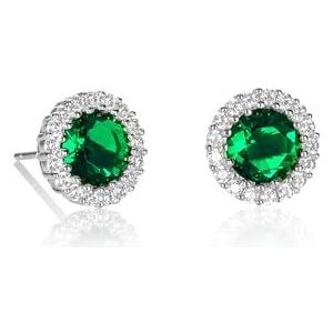 Diamond Treats Oorstekers van 925 sterling zilver voor dames met witte, groene, blauwe of rode zirkoniasteentjes, klassieke oorstekers voor dames,, Sterling zilver, Zirkonia