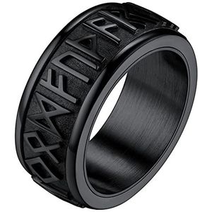 Draaiende Fidget Ring Zwart Verguld Viking Rune Vinger Ringen Rvs Roterende Angst Sieraden voor Vader Vriendjes Maat 65