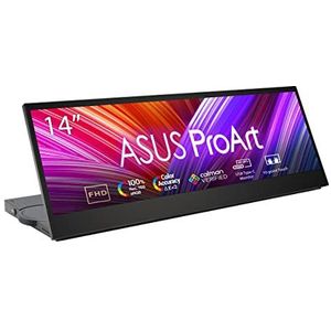 ASUS ProArt Display PA147CDV Creative Tool - 14 inch, 32:9, IPS, Full HD (1920 x 550), 100% sRGB, 100% Rec.709, kleurnauwkeurigheid ΔE < 2, gecontroleerd door Calman, USB-C, 10-punts touchscreen,